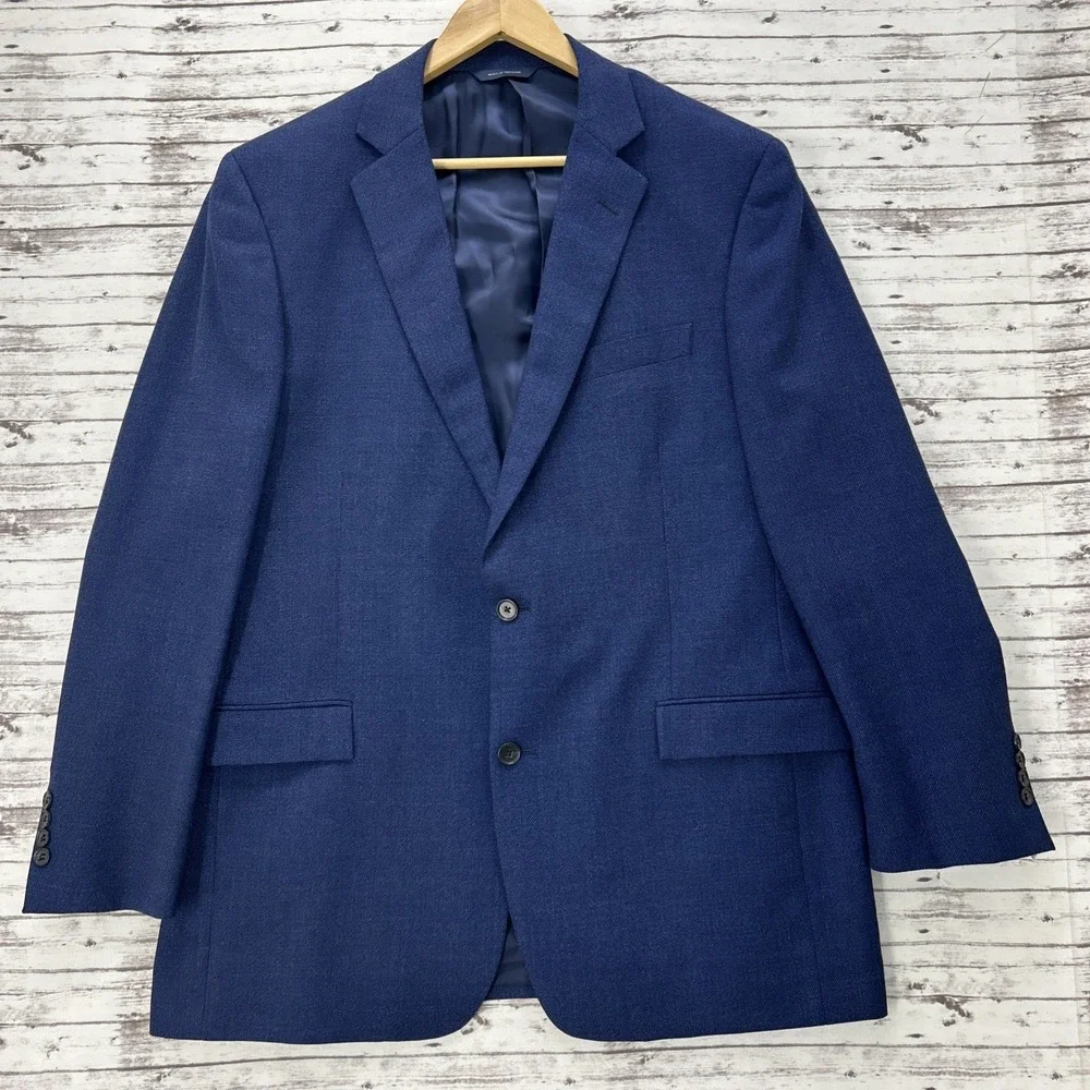 Brooks Brothers Reda Italian Regent Fit Blazer Coat Men's 44L Wool Navy Blue